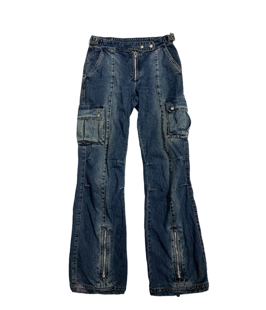 Multipocket cargo jeans with zippers