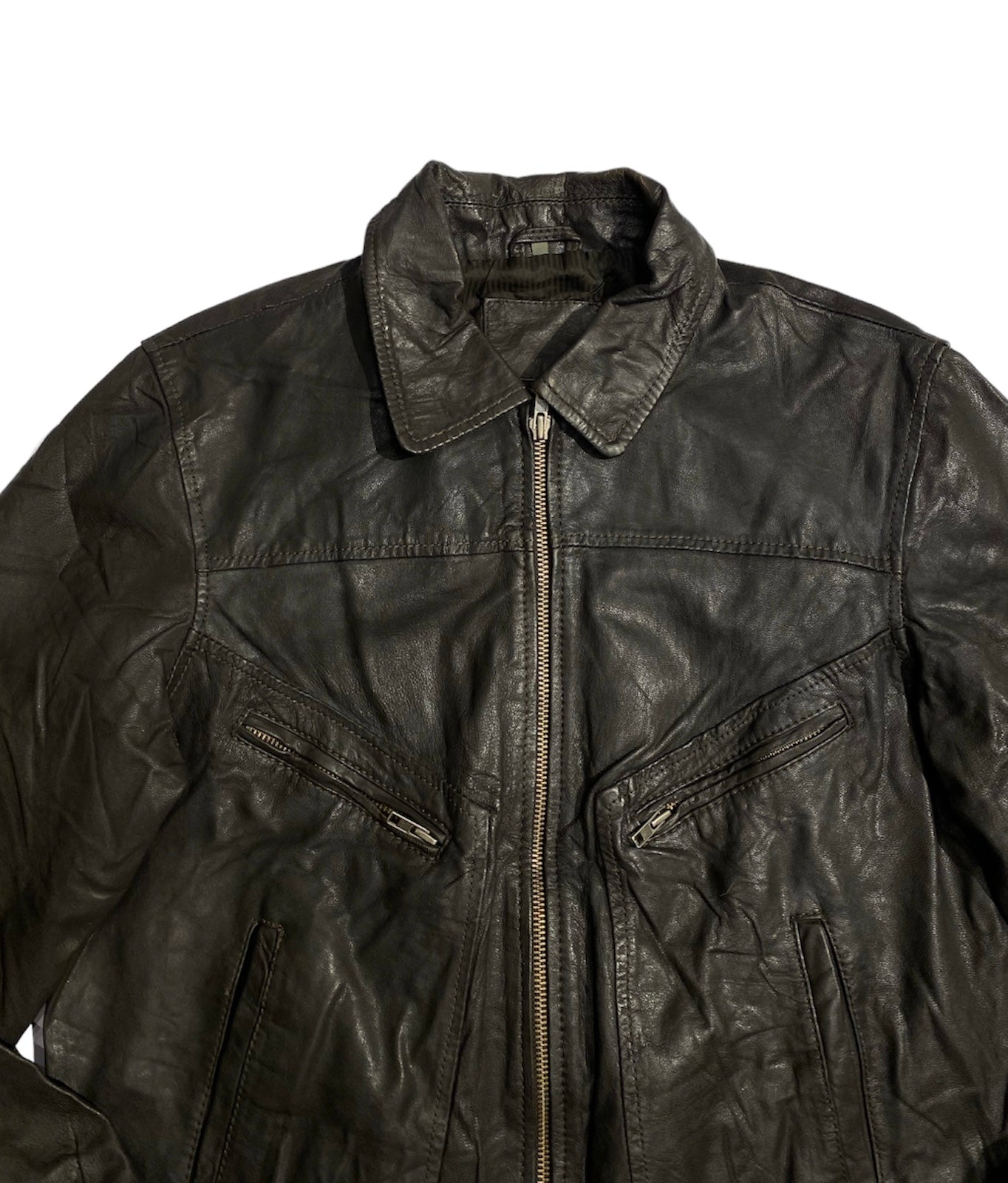 Vintage cuffed leather jacket