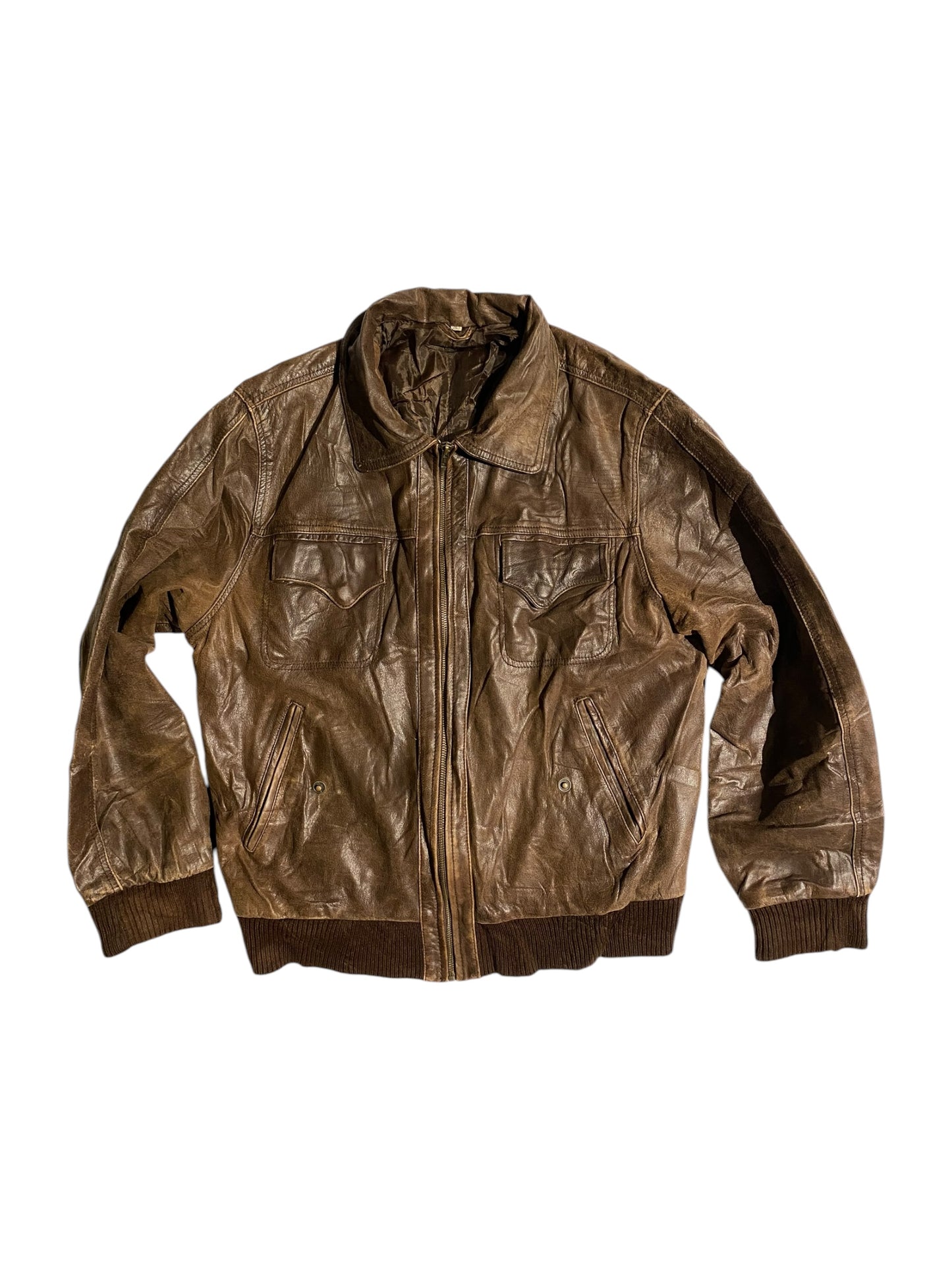 Vntg brown leather jacket