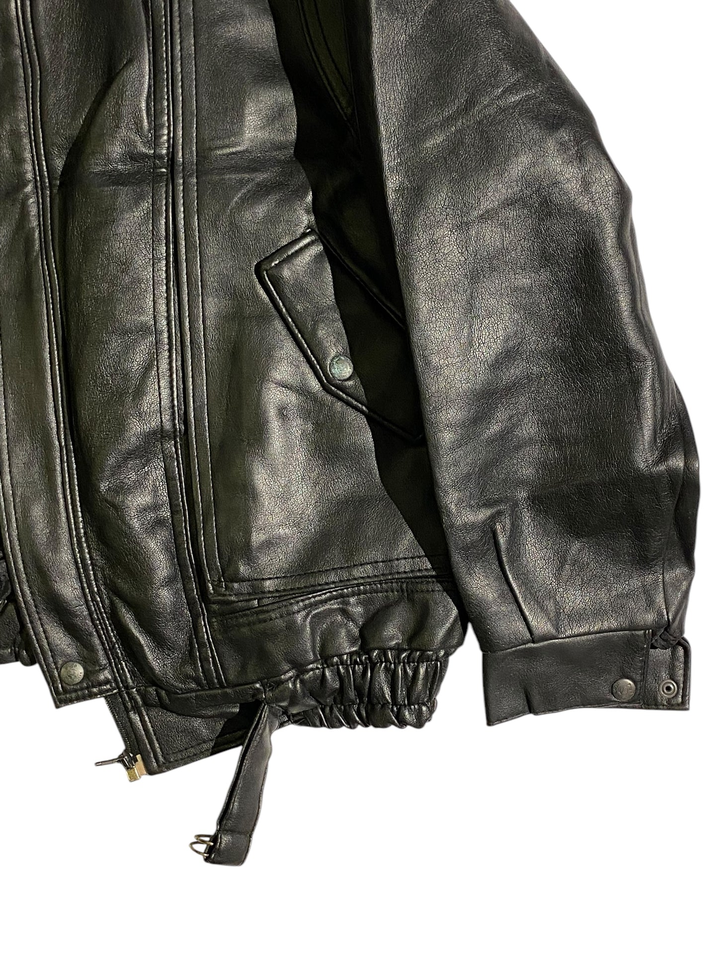 Black bomber leather jacket