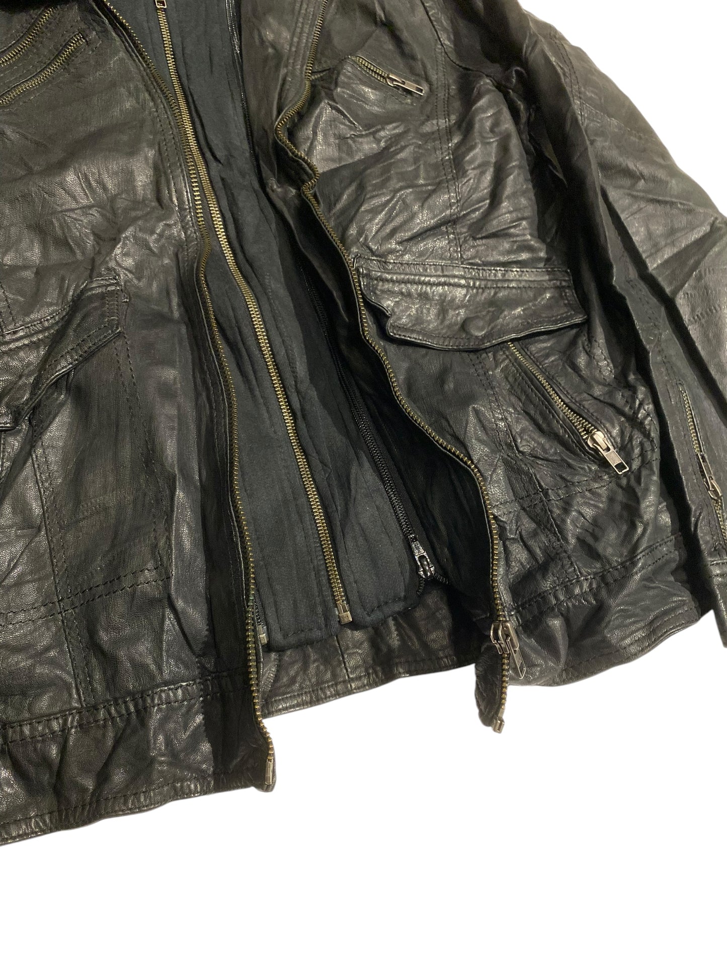 Politix double zipper leather jacket