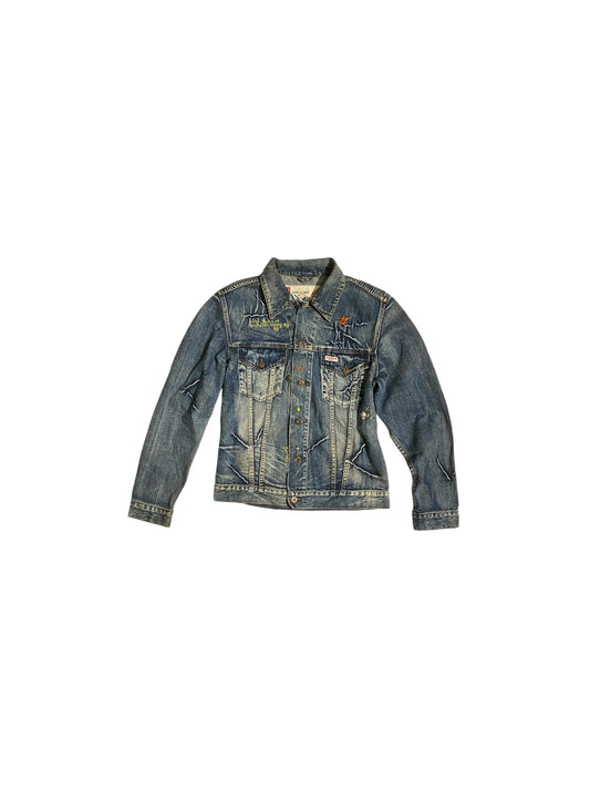 Strong boy embroidered y2k denim jacket