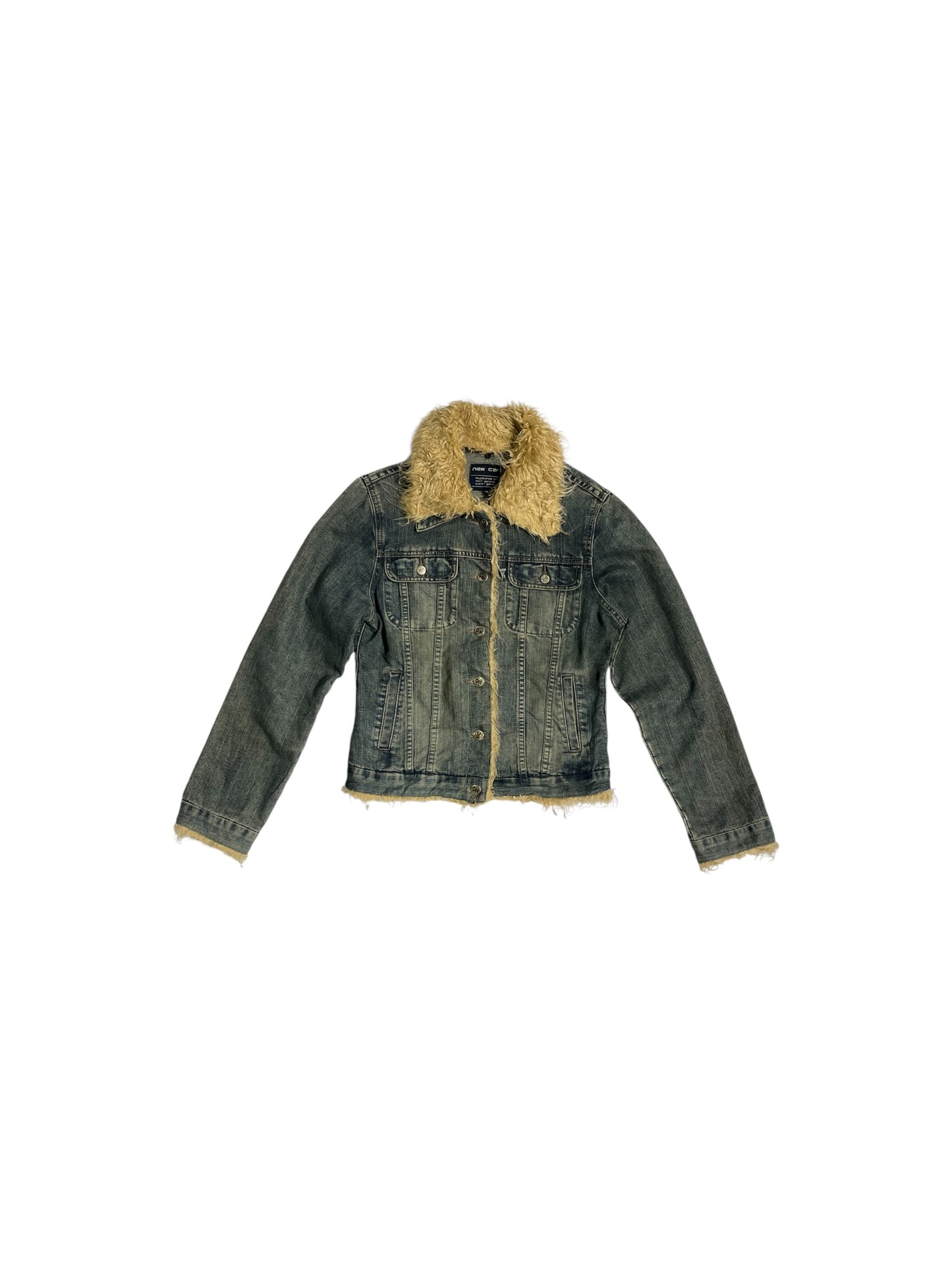 New caro fur lined denim jacket