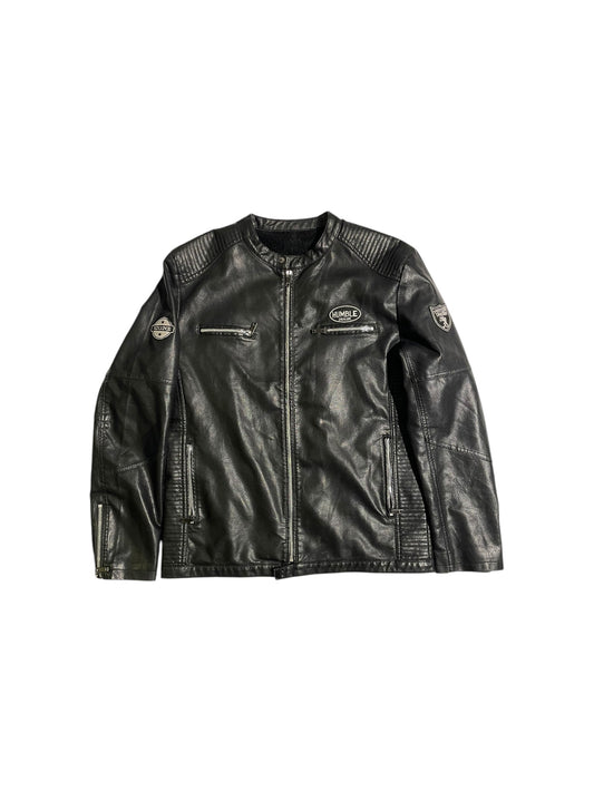 Humble dealer patched leather jacket