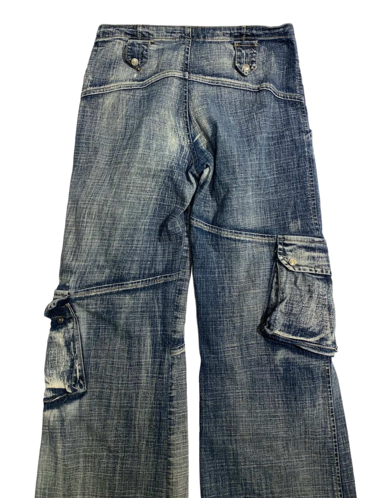 Vintage multipocket washed cargo jeans