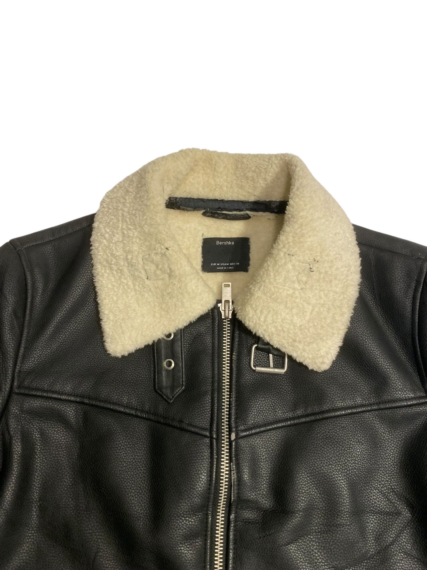 Bershka fur lined leather jacket