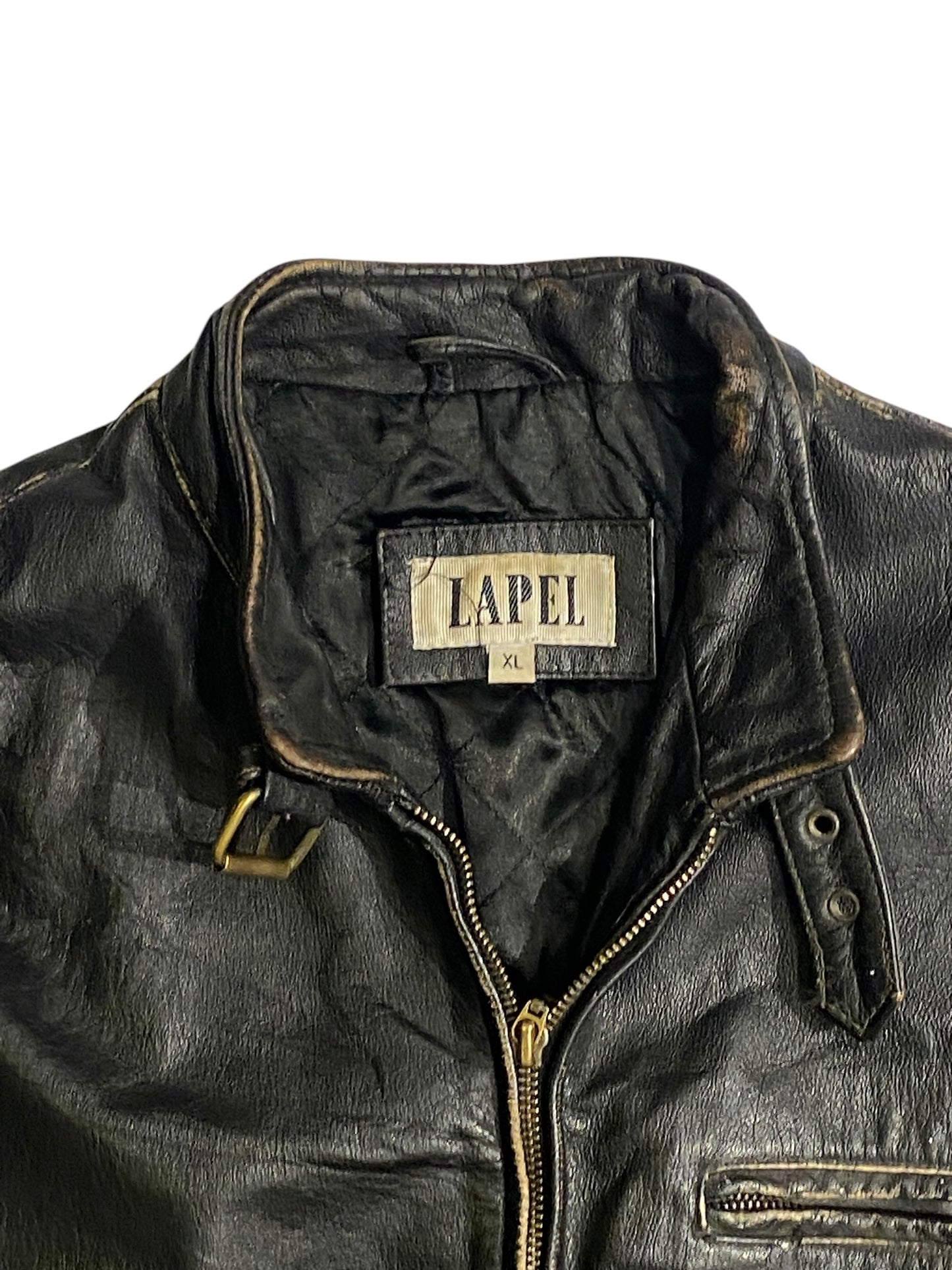 Lapel vntg heavy leather jacket