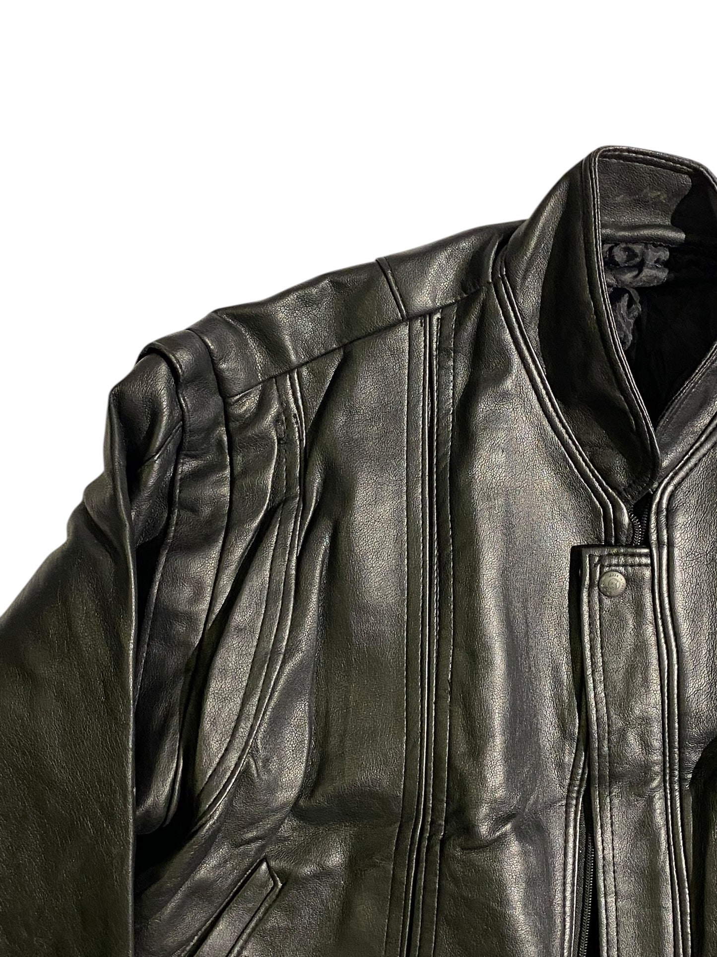 Black bomber leather jacket