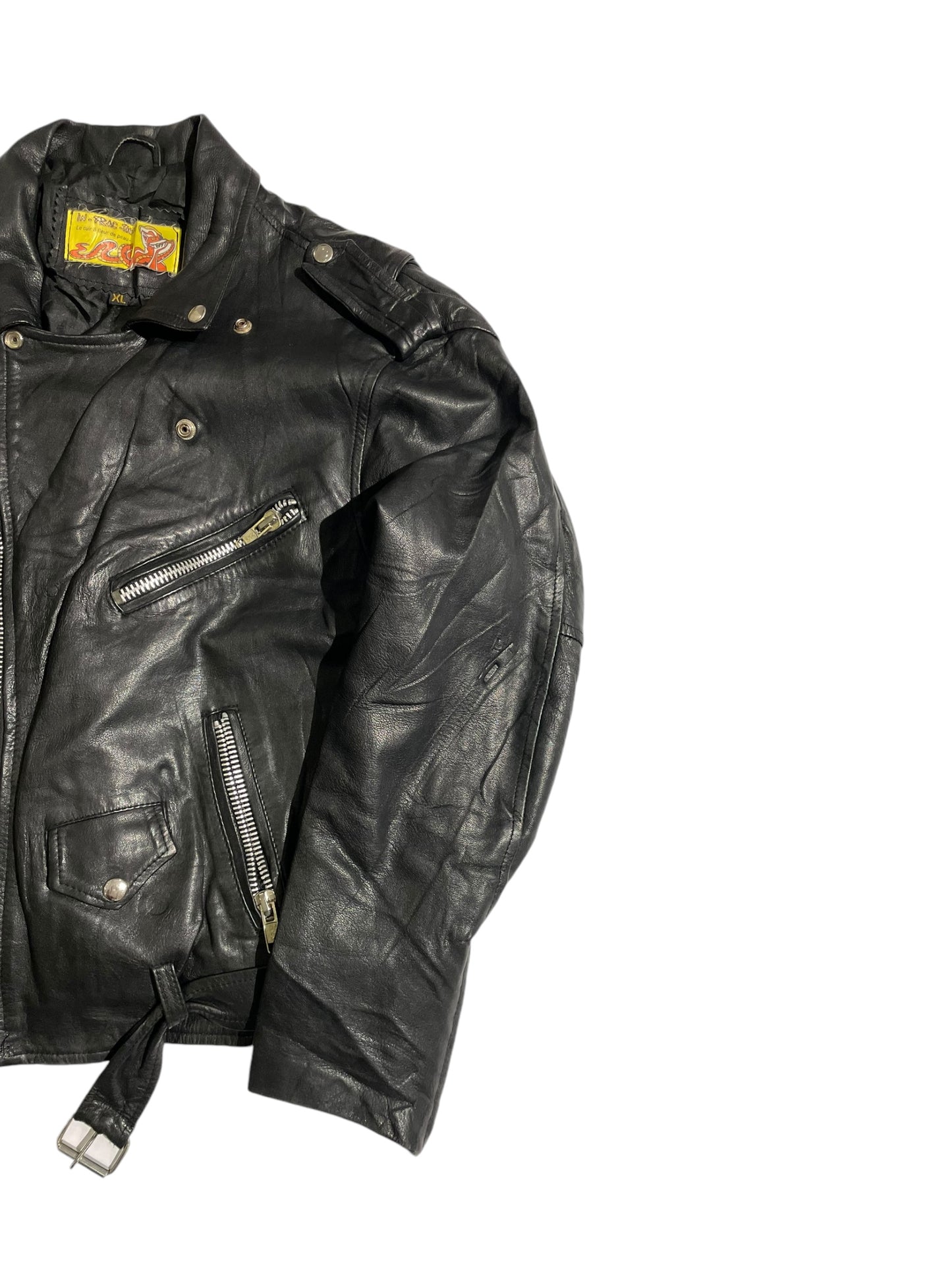 Infraction multiple zipper vintage leather jacket