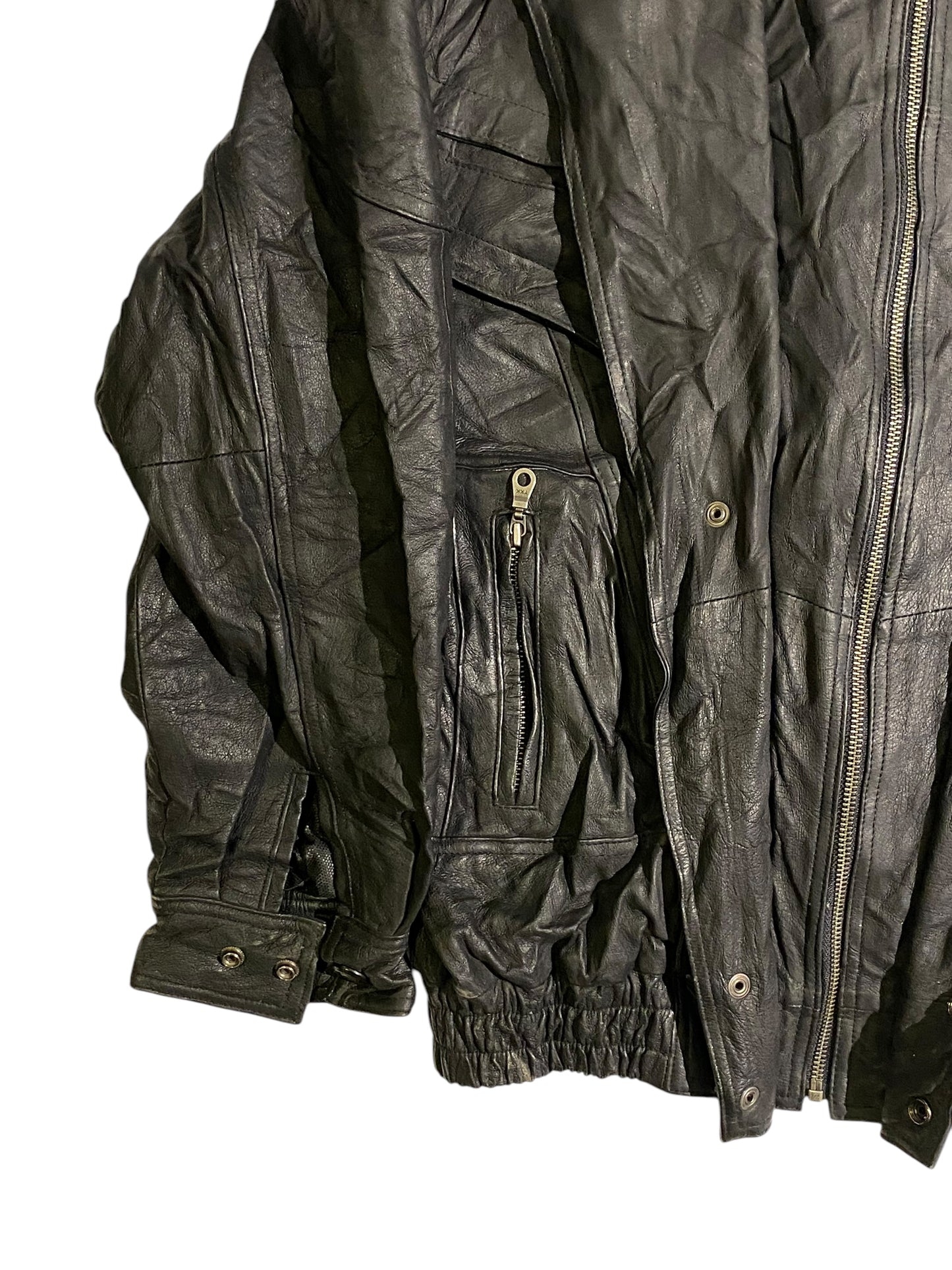 Black double zipper leather jacket