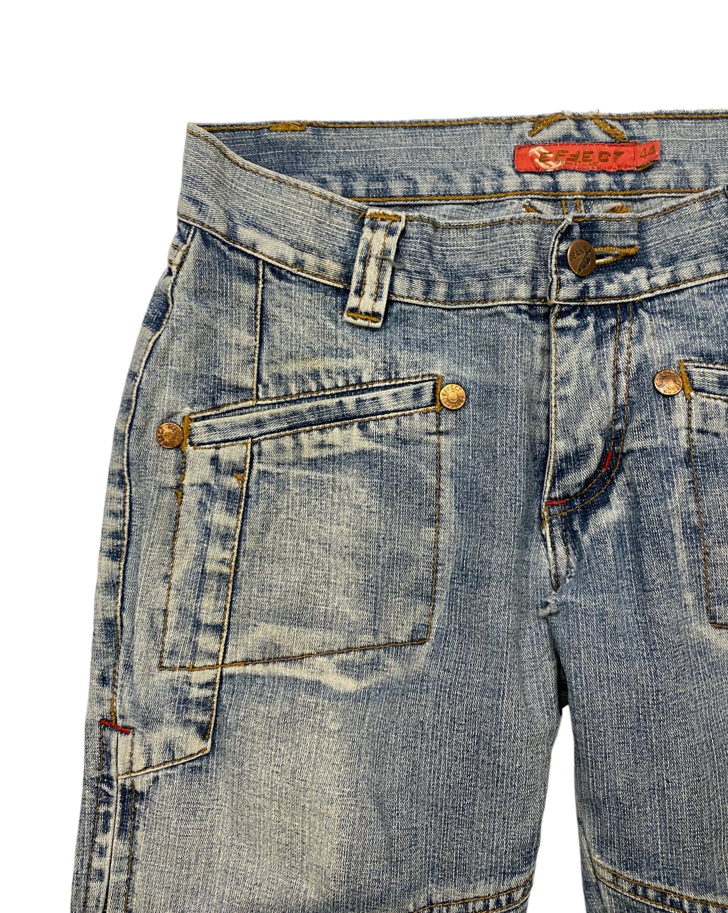 Effect vintage jeans with side zippers