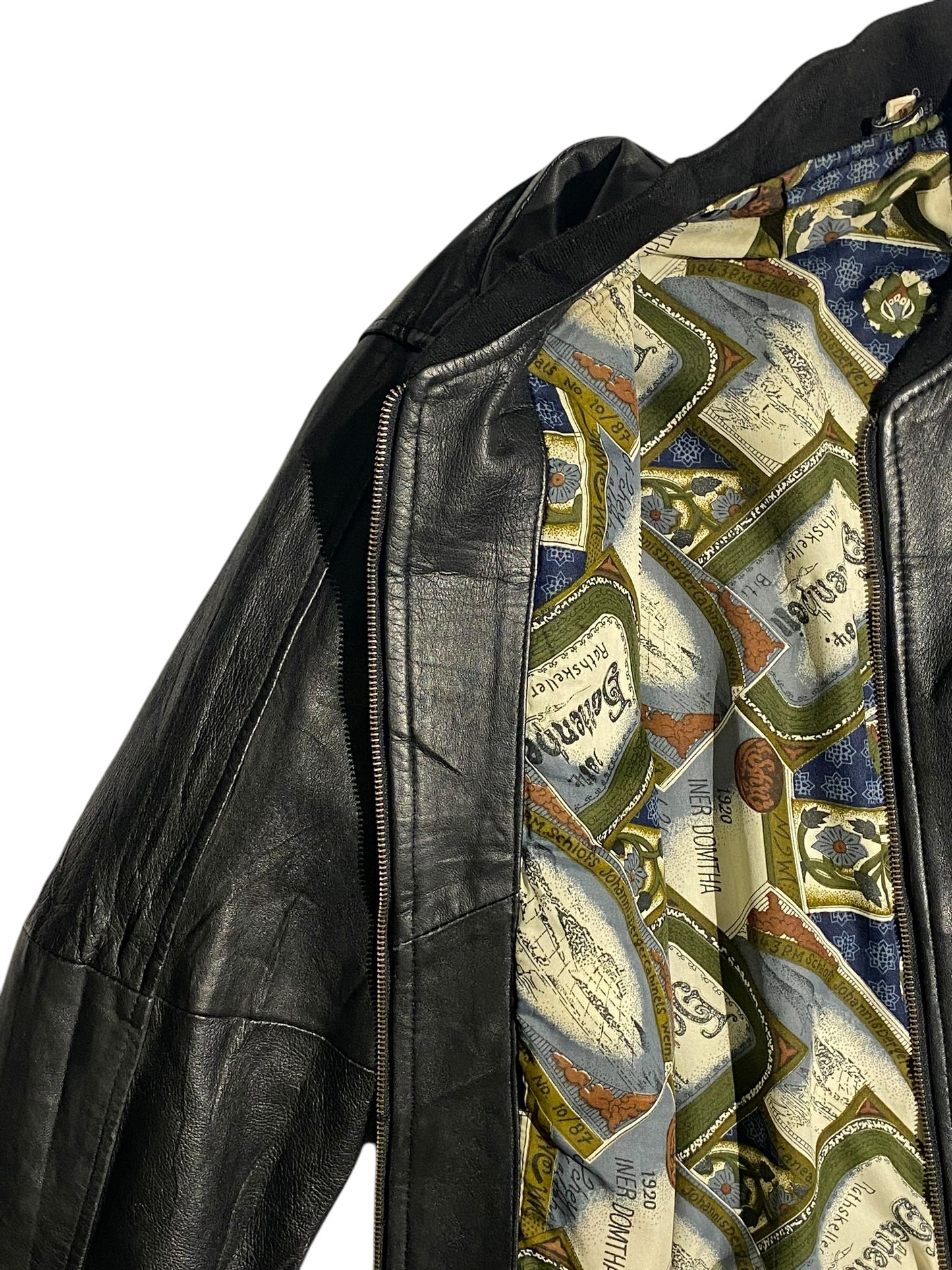 Rathskeller silk printed leather jacket