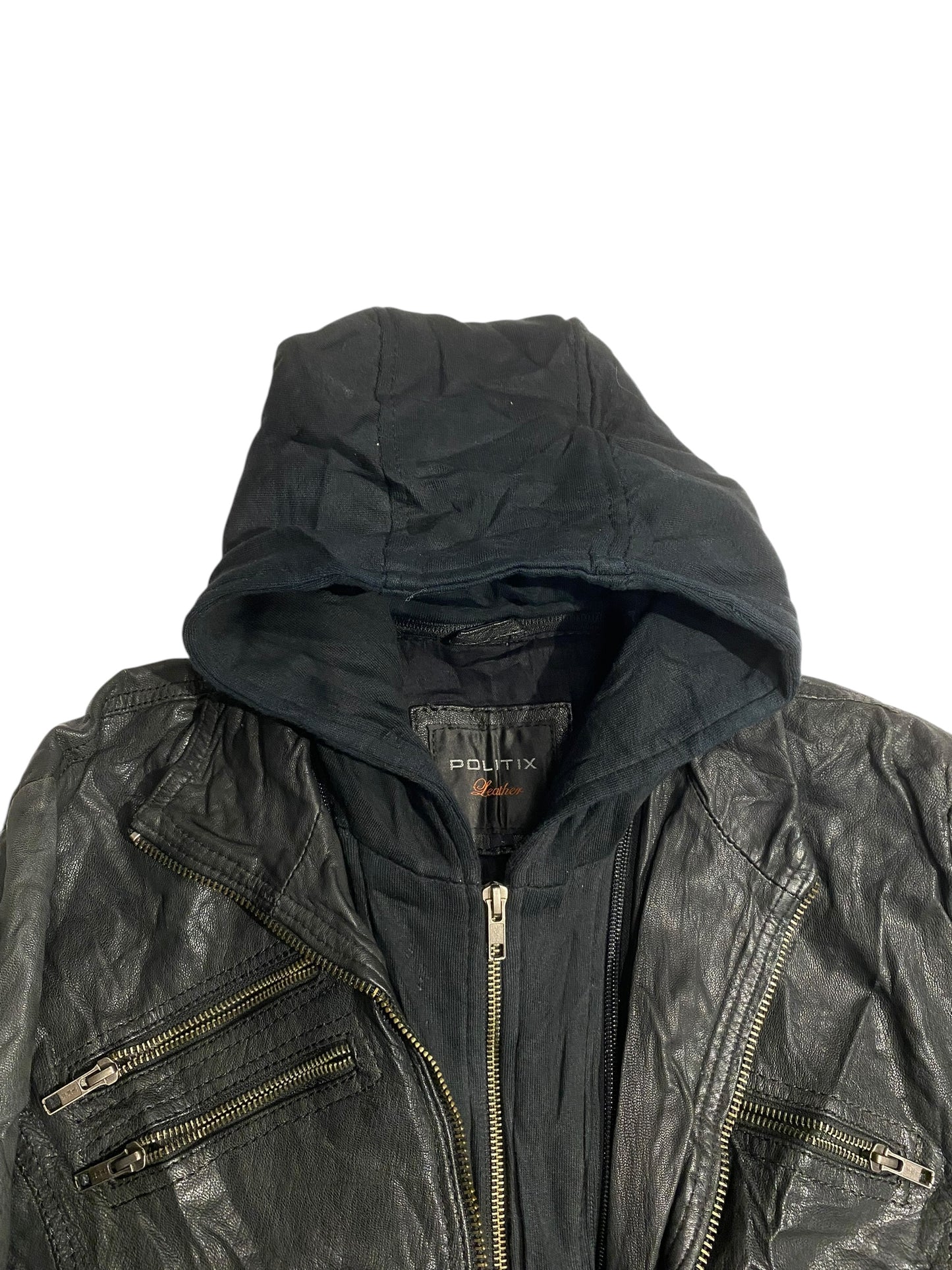 Politix double zipper leather jacket