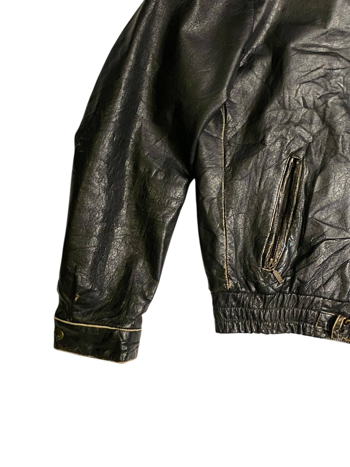 Lapel vntg heavy leather jacket