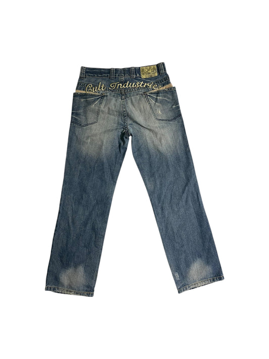 Cult industries baggy embroidered y2k jeans