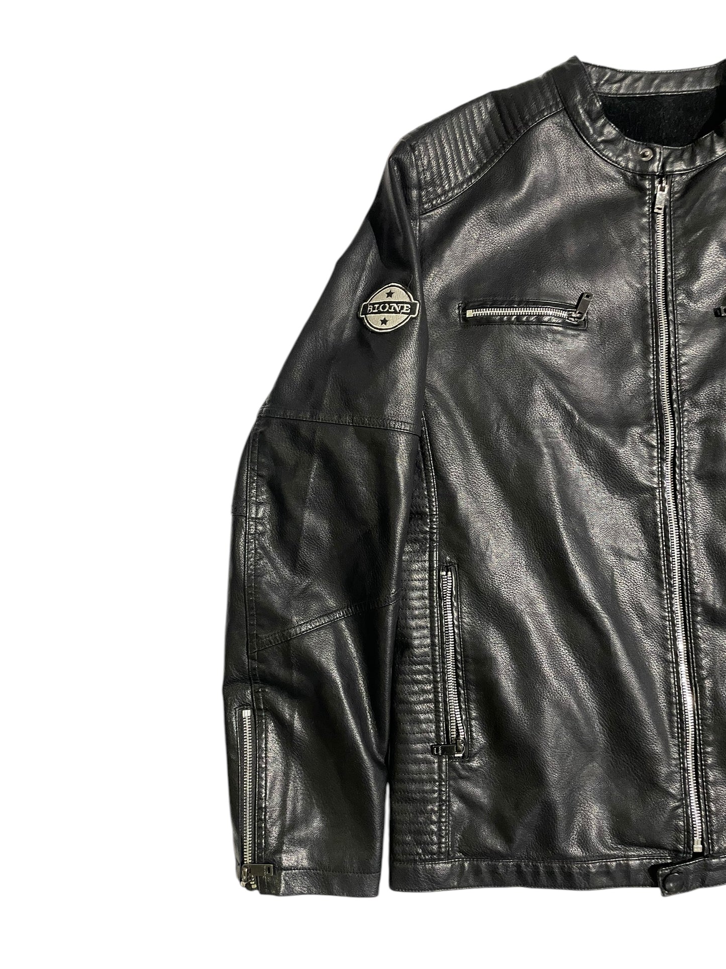 Humble dealer patched leather jacket