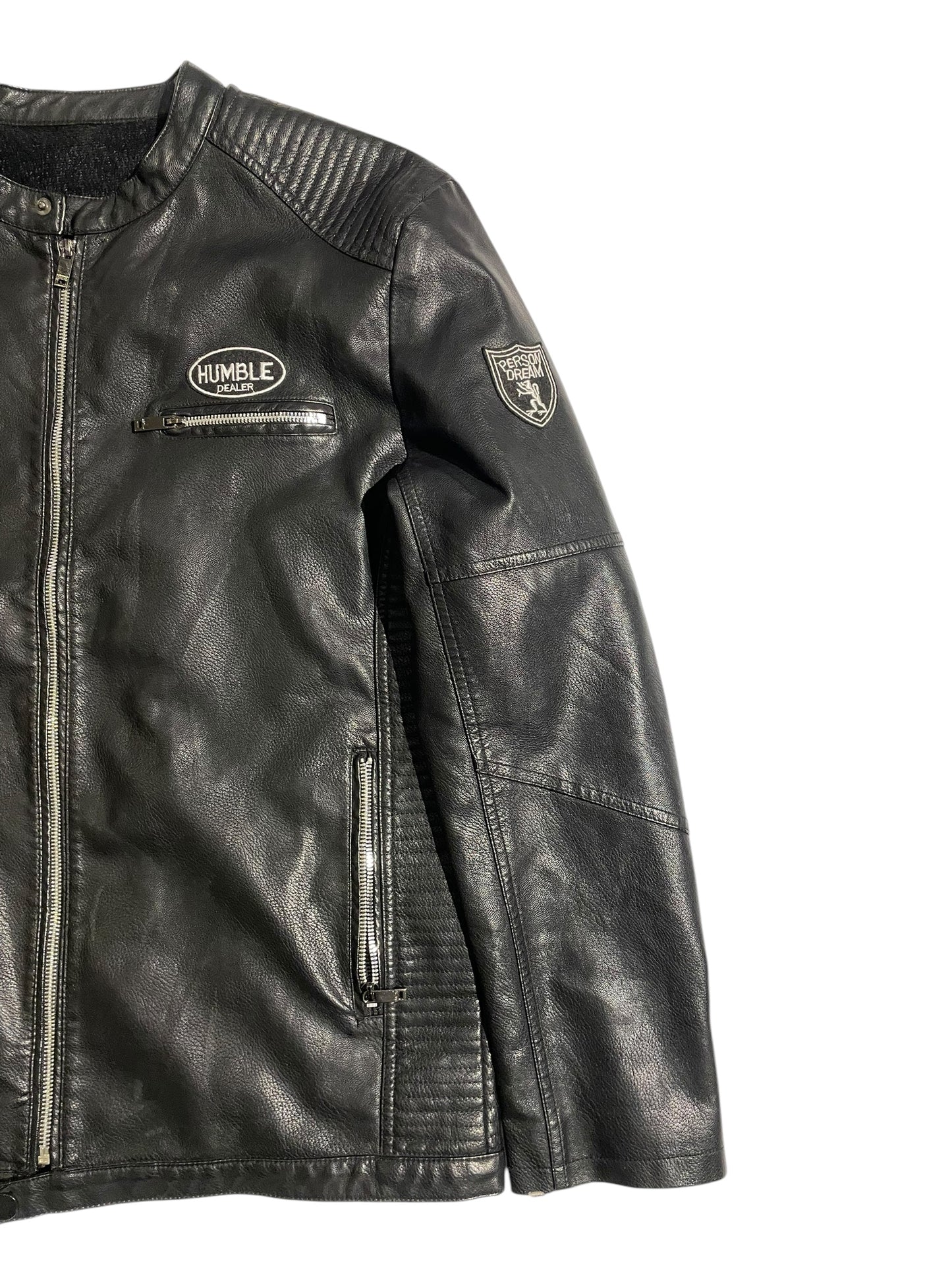 Humble dealer patched leather jacket