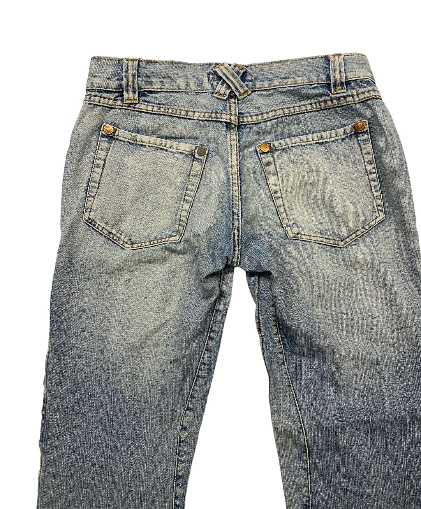 Effect vintage jeans with side zippers