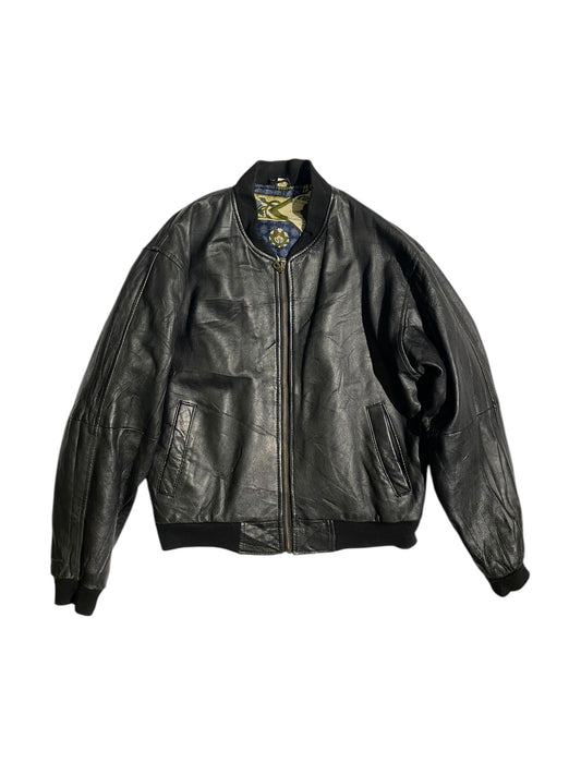 Rathskeller silk printed leather jacket