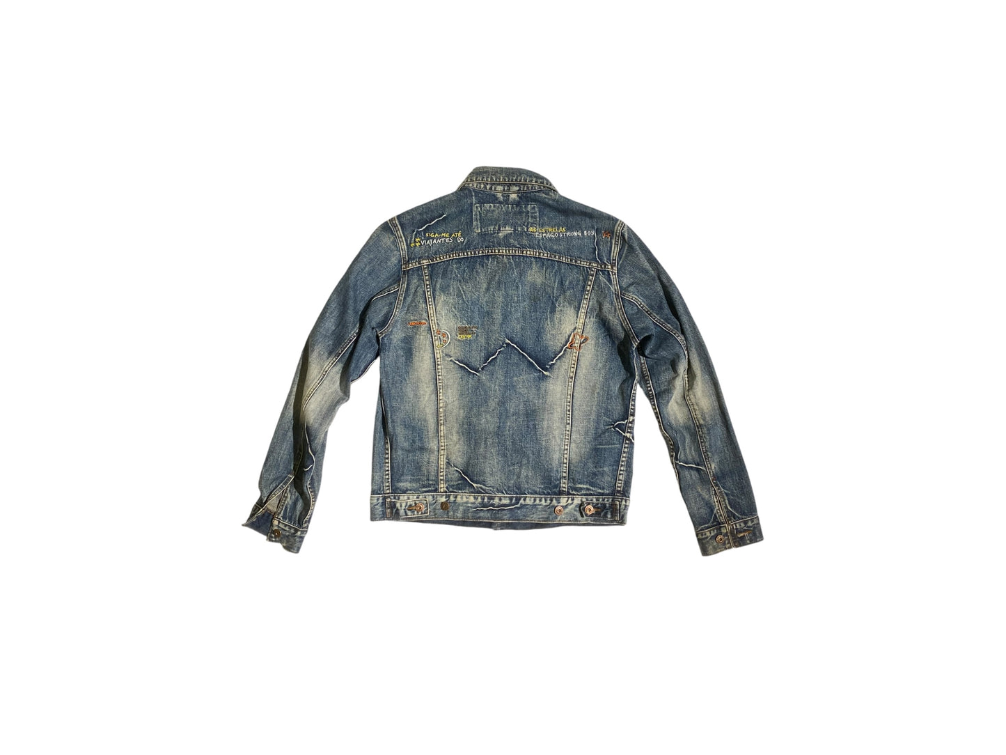 Strong boy embroidered y2k denim jacket