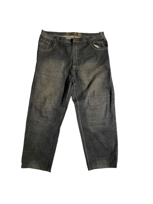 Royal blue washed baggy jeans