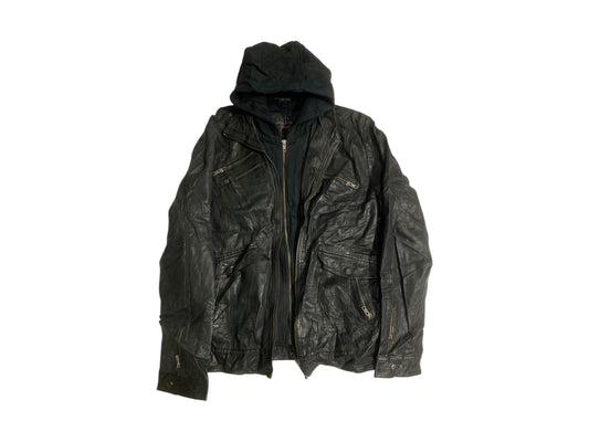 Politix double zipper leather jacket