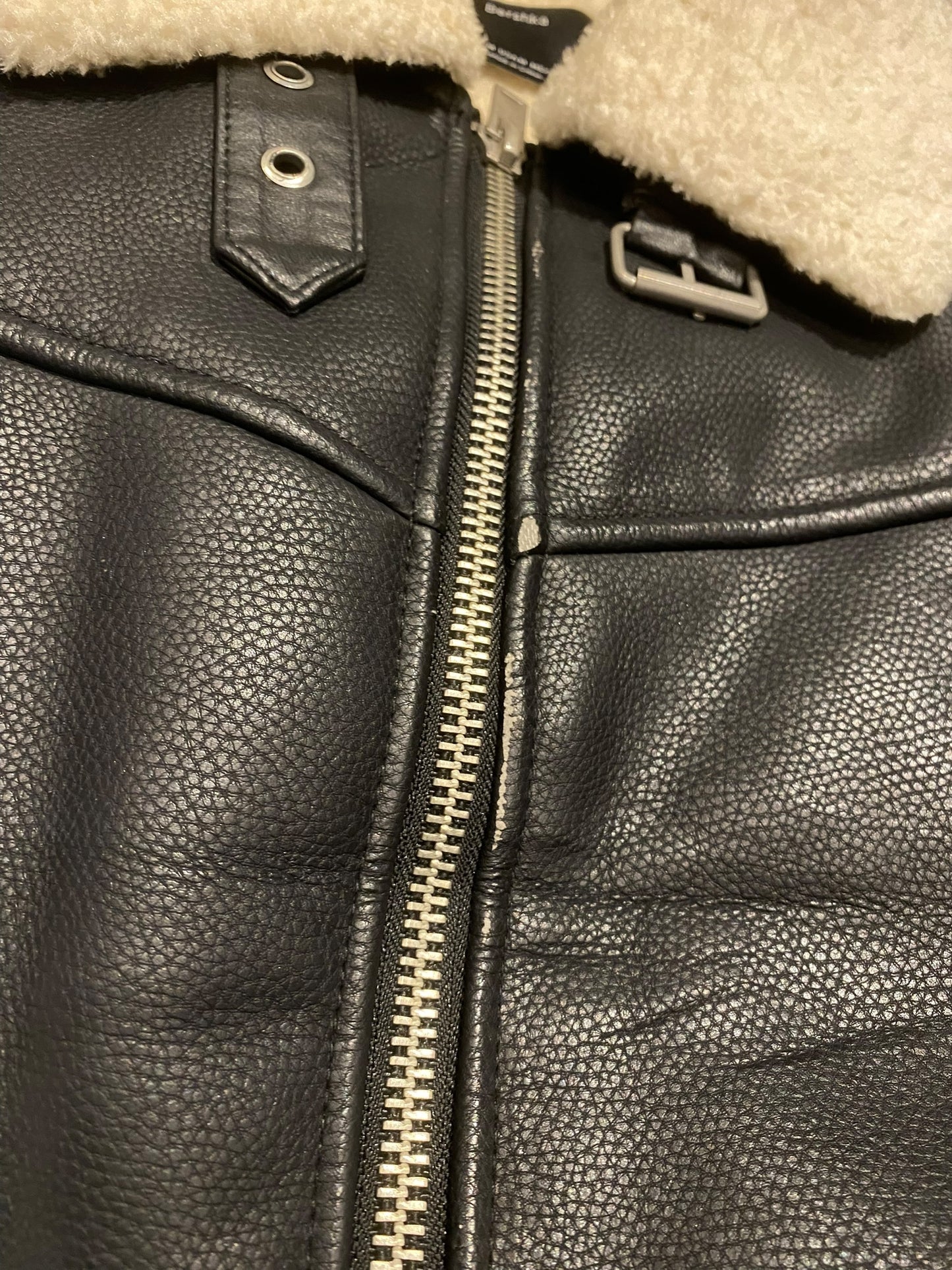 Bershka fur lined leather jacket