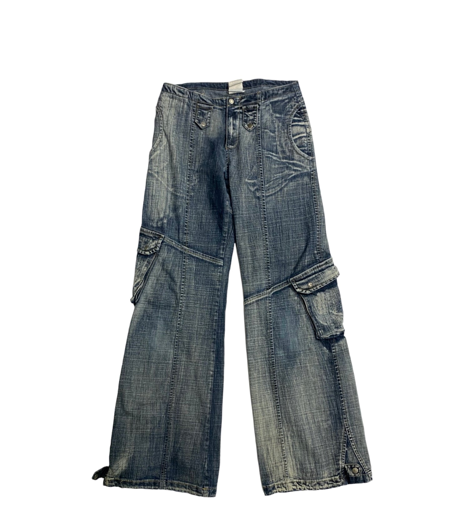 Vintage multipocket washed cargo jeans