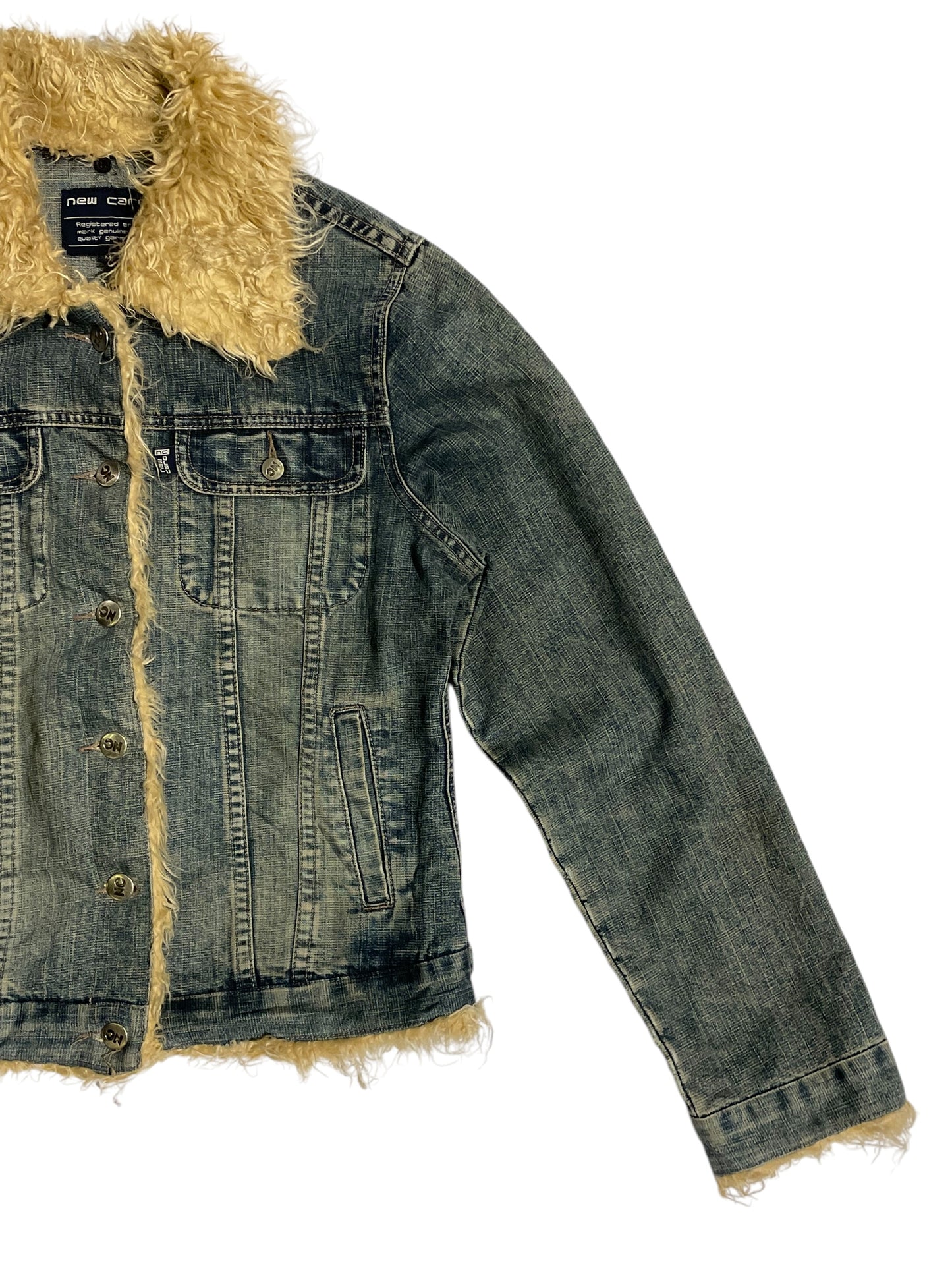 New caro fur lined denim jacket