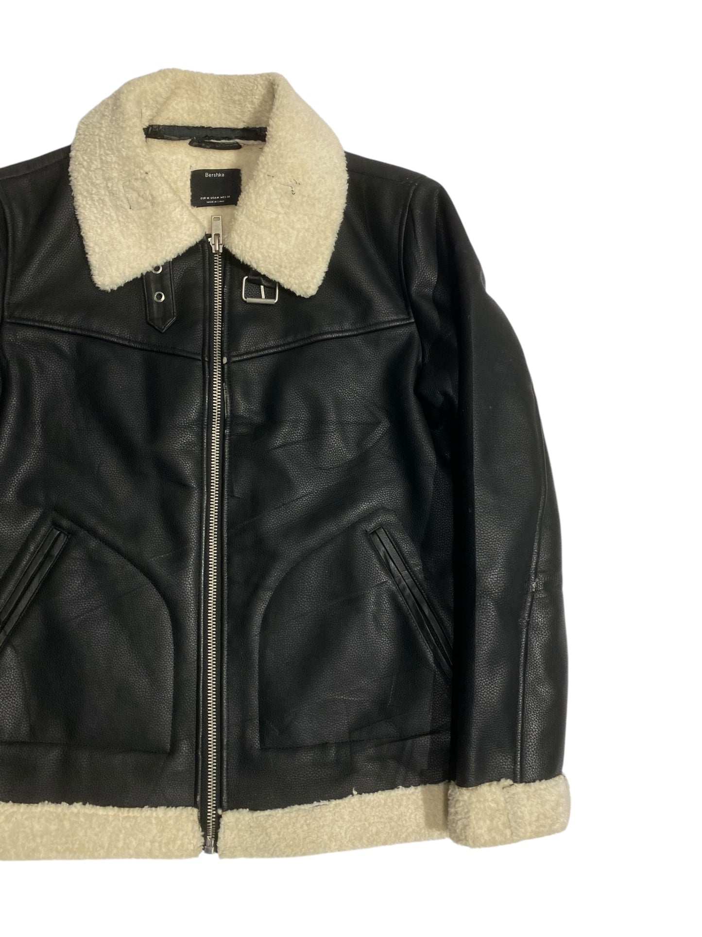 Bershka fur lined leather jacket