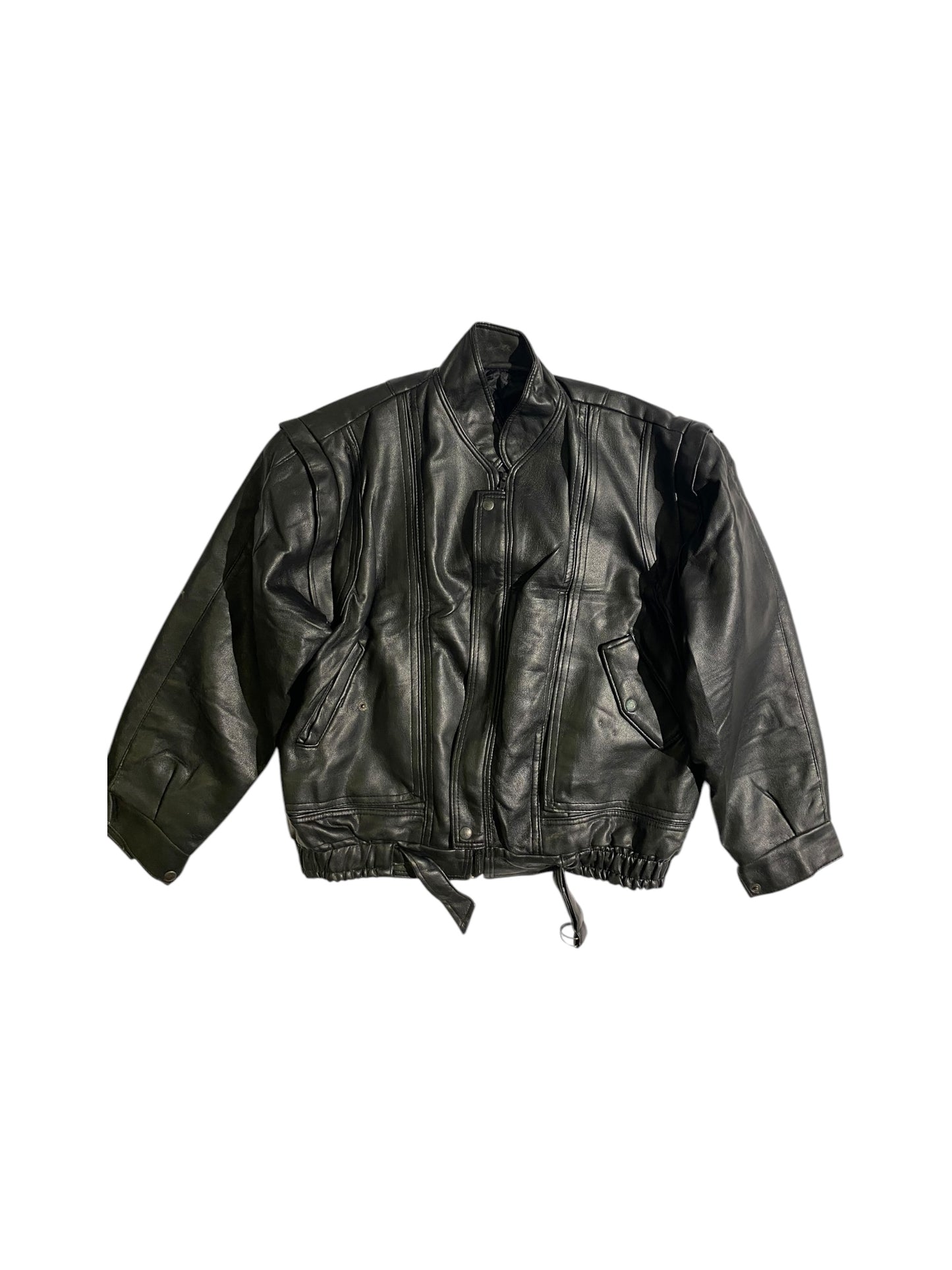 Black bomber leather jacket