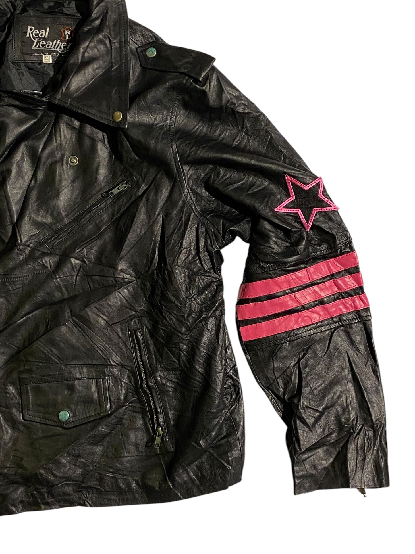 Hitman motorbiker embroidered leather jacket