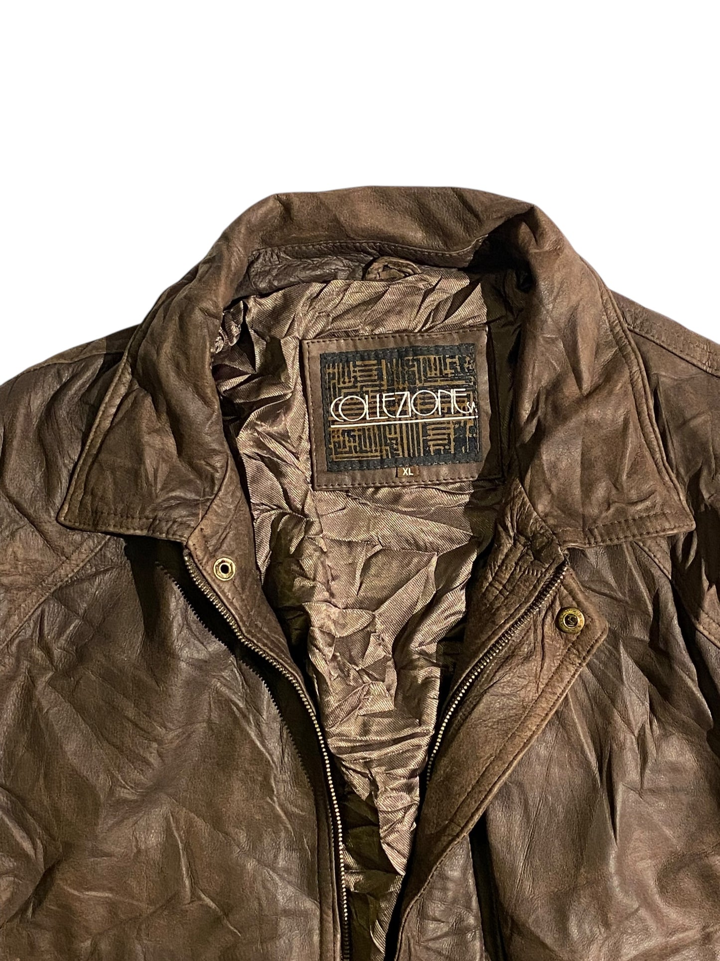 Collezione italian brown leather jacket