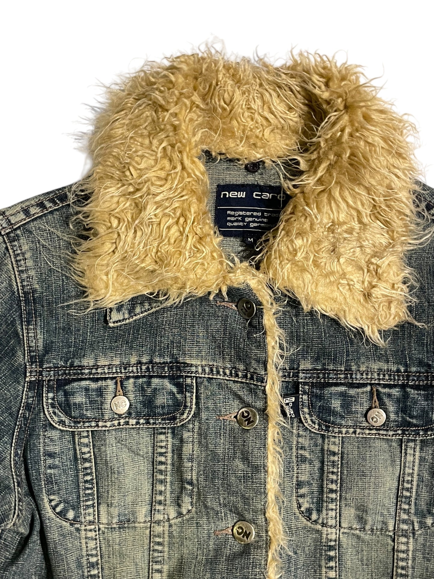 New caro fur lined denim jacket