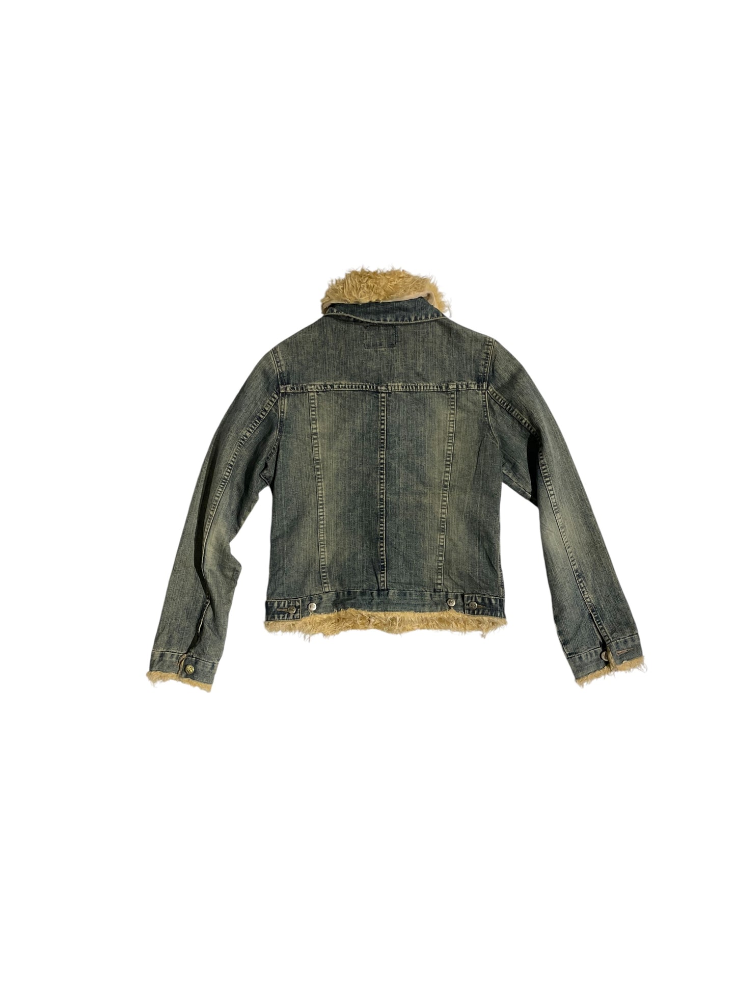 New caro fur lined denim jacket