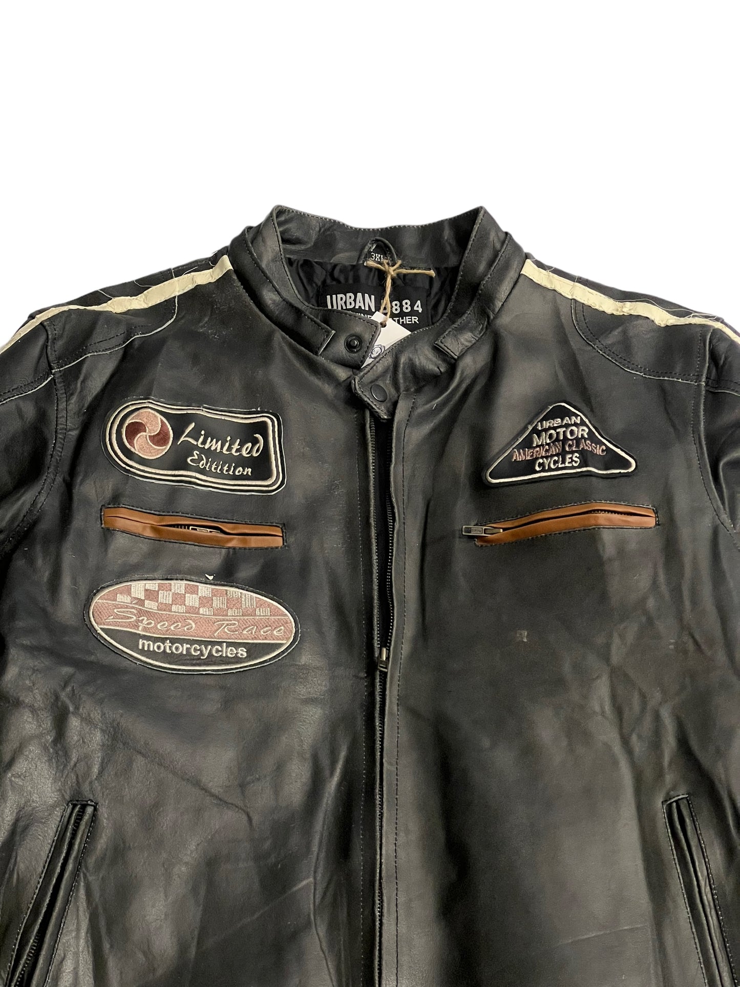 Urban 5884 motor leather racing jacket