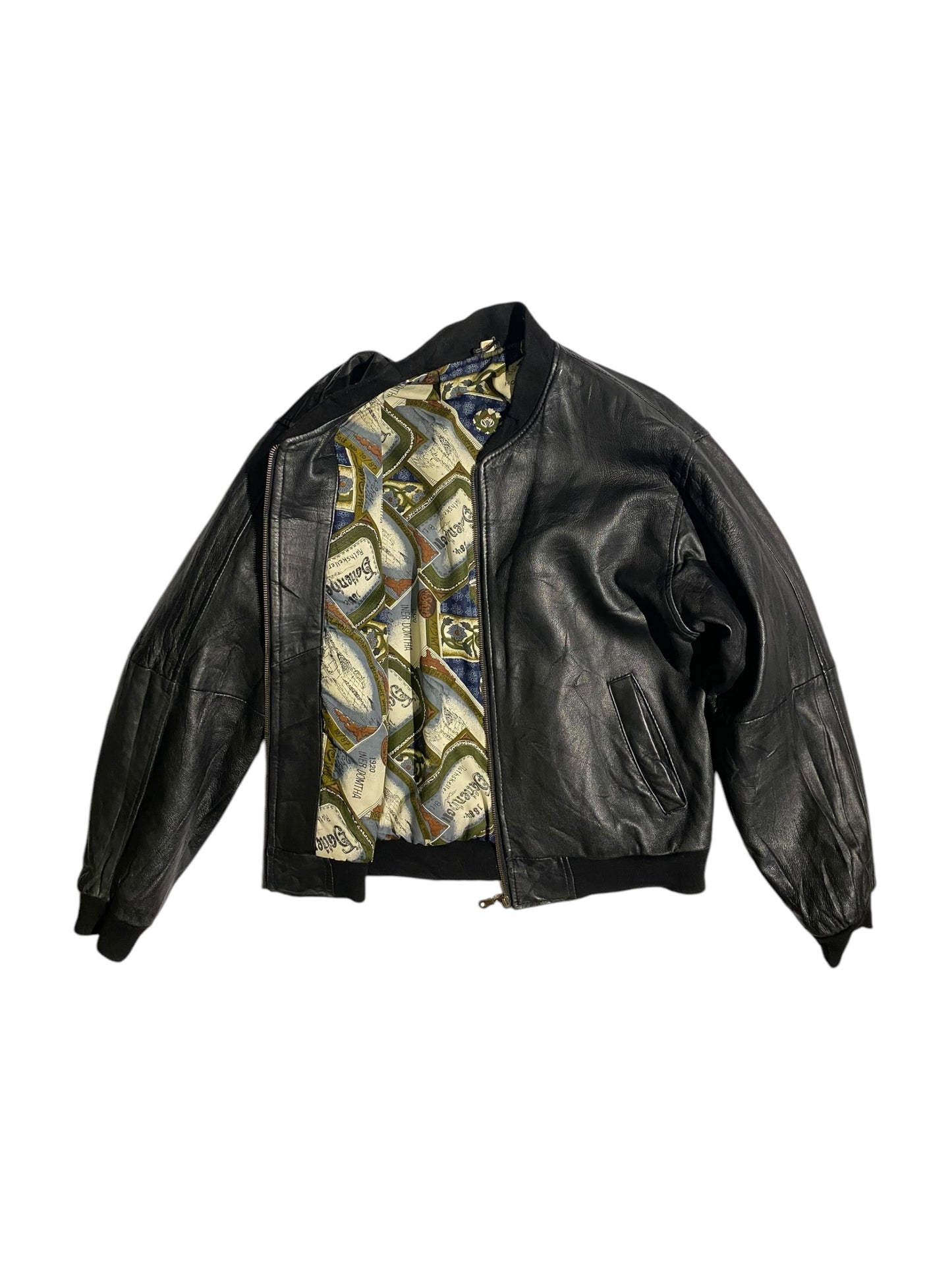 Rathskeller silk printed leather jacket