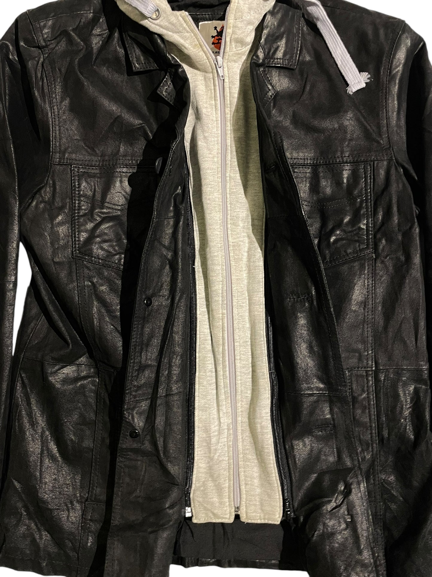 Clockhouse leather jacket with removable hood