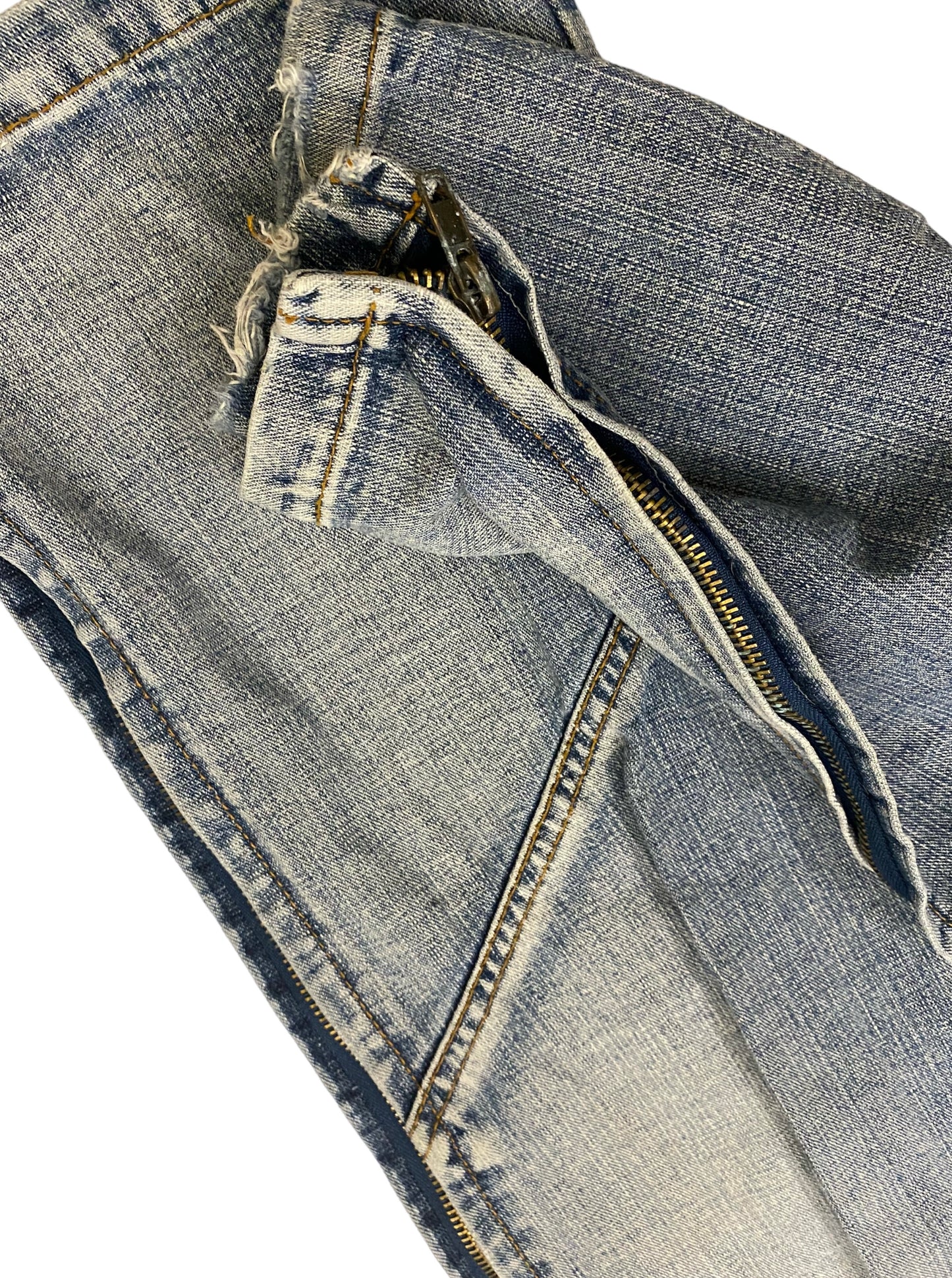 Effect vintage jeans with side zippers