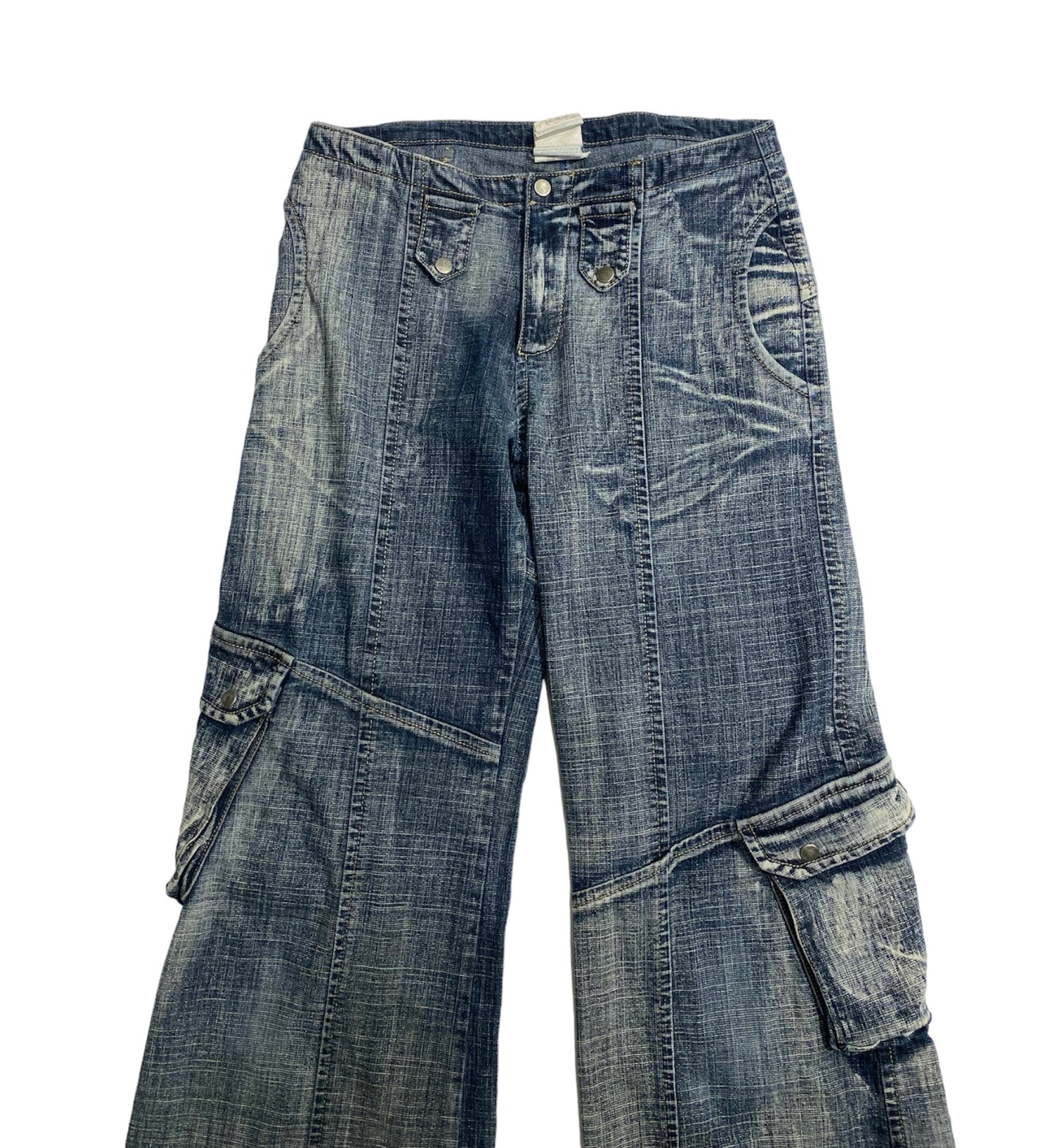 Vintage multipocket washed cargo jeans