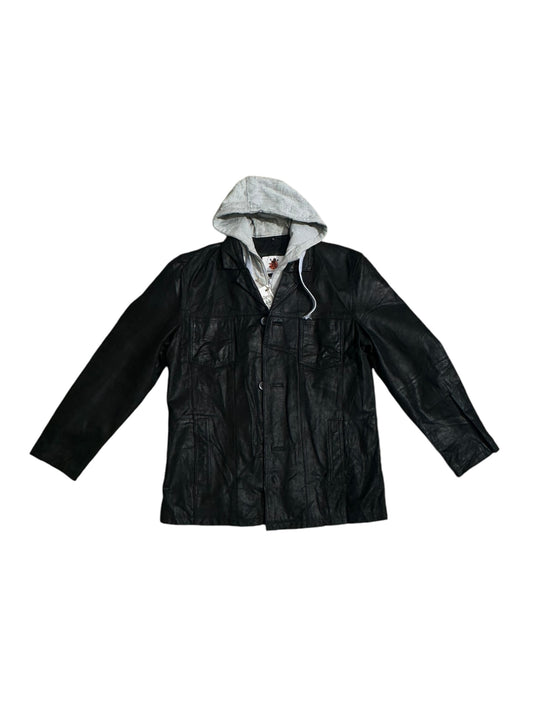 Clockhouse leather jacket with removable hood