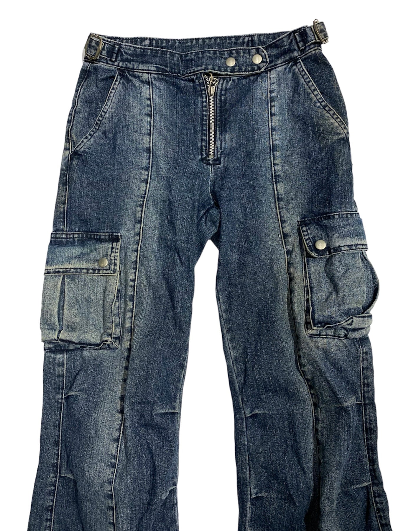 Multipocket cargo jeans with zippers