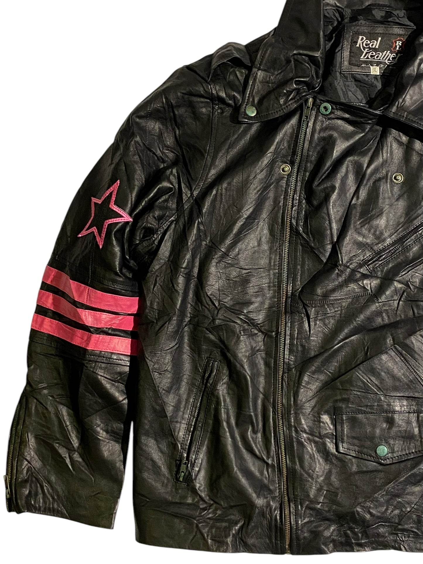 Hitman motorbiker embroidered leather jacket