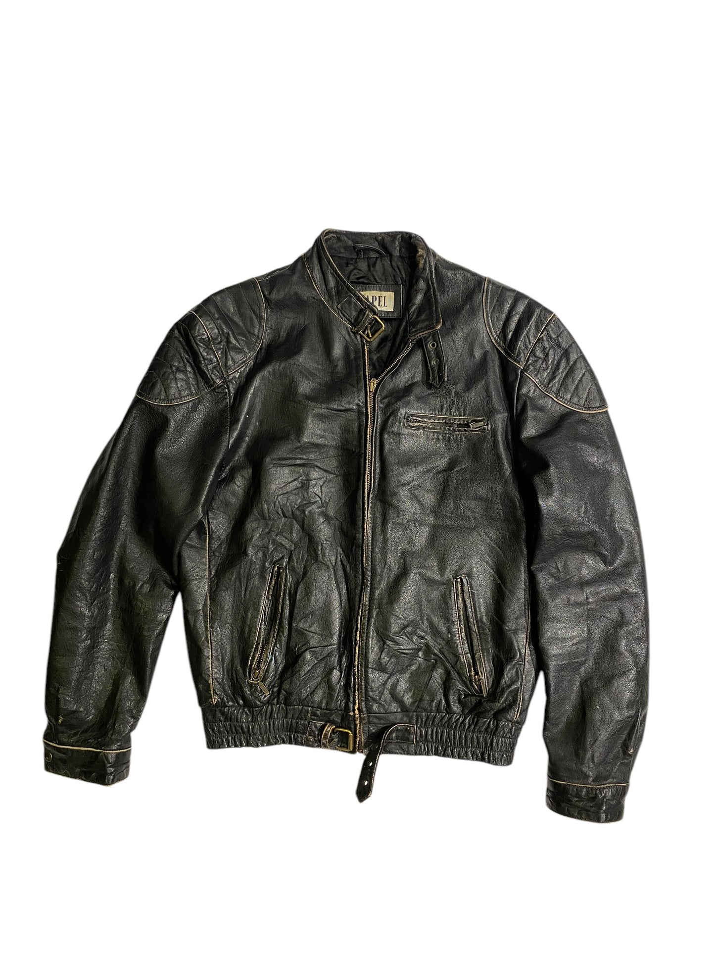 Lapel vntg heavy leather jacket