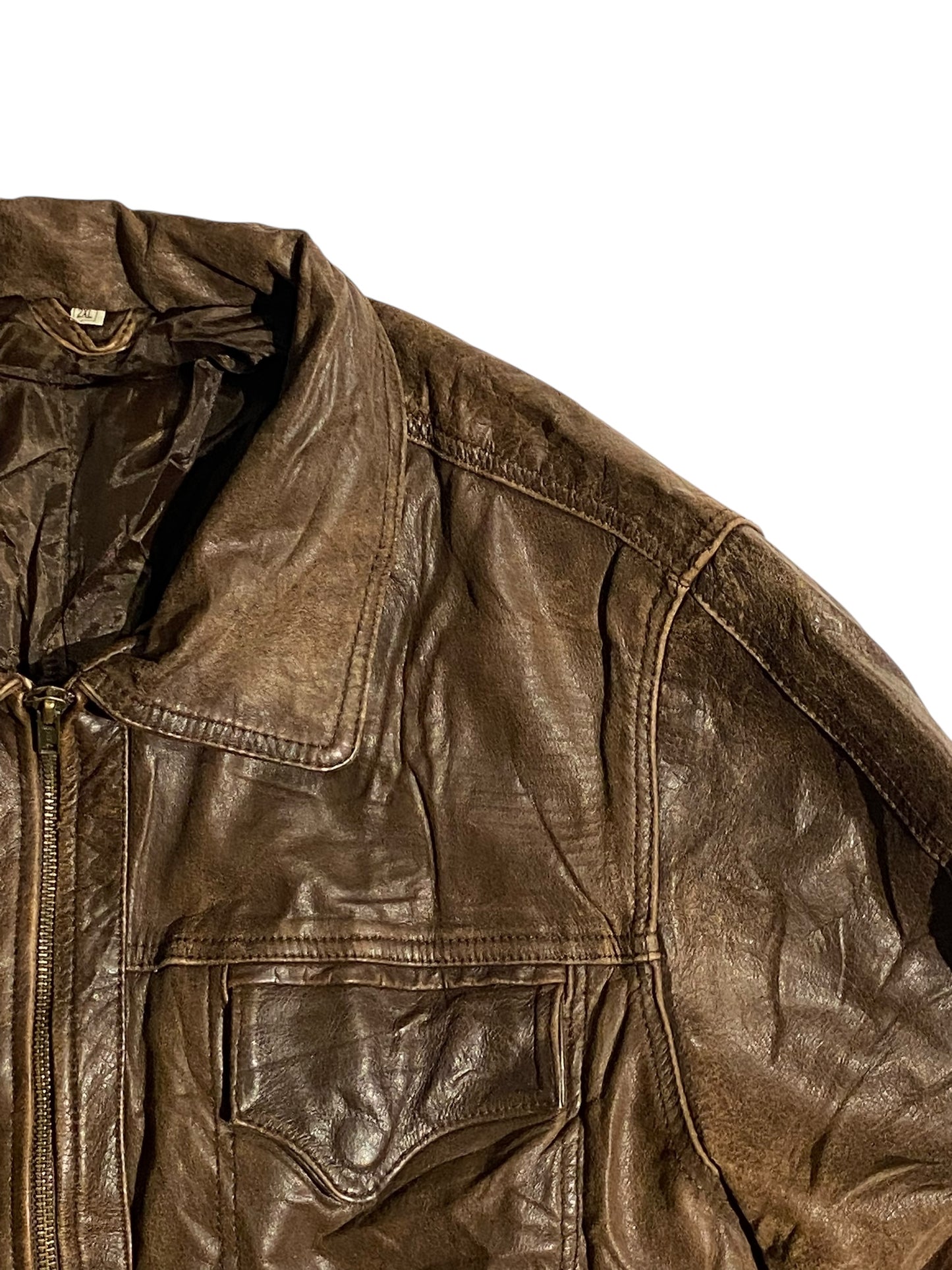 Vntg brown leather jacket