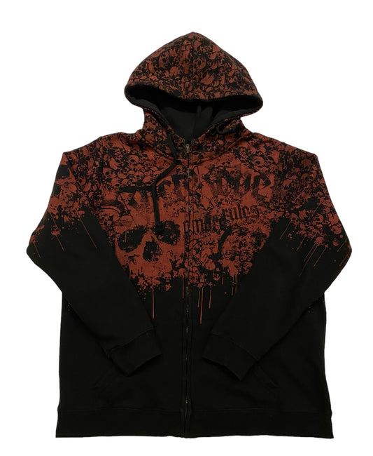 Rock rebel skulls Y2K zip-up