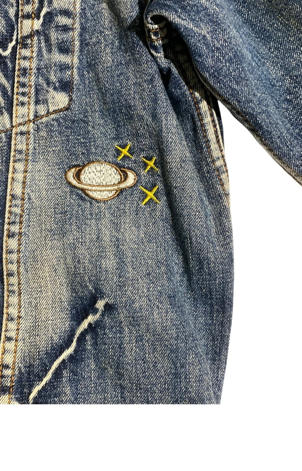 Strong boy embroidered y2k denim jacket