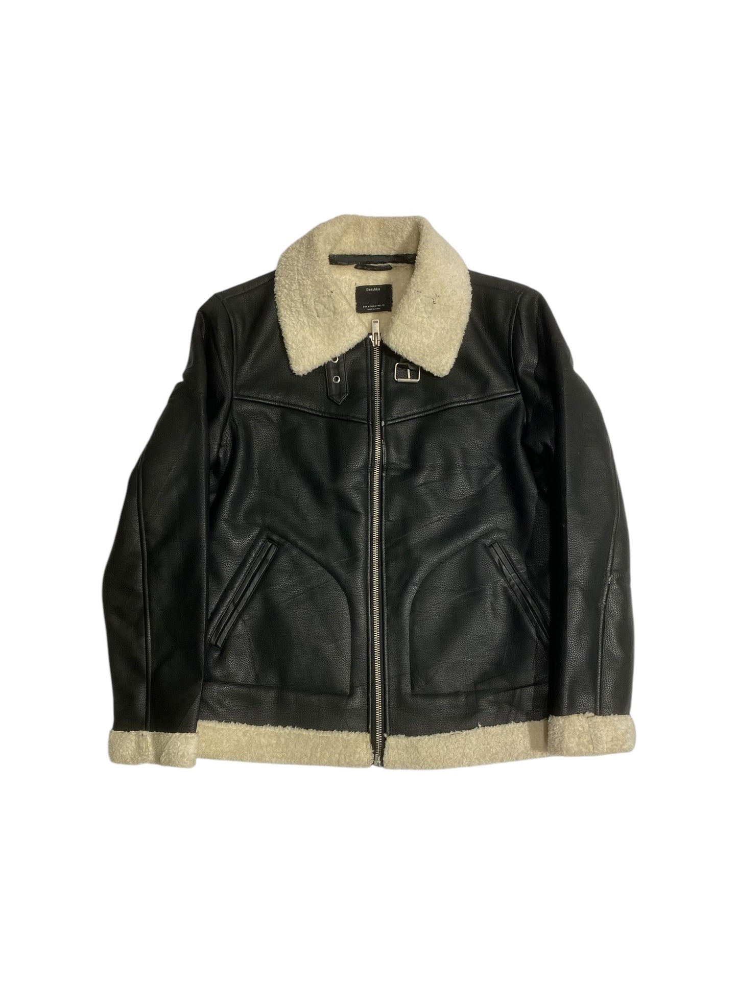 Bershka fur lined leather jacket