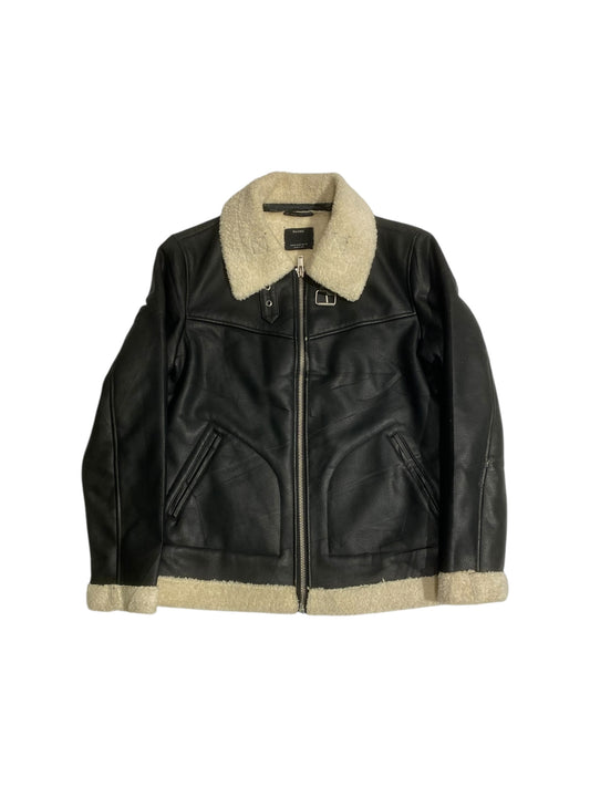 Bershka fur lined leather jacket