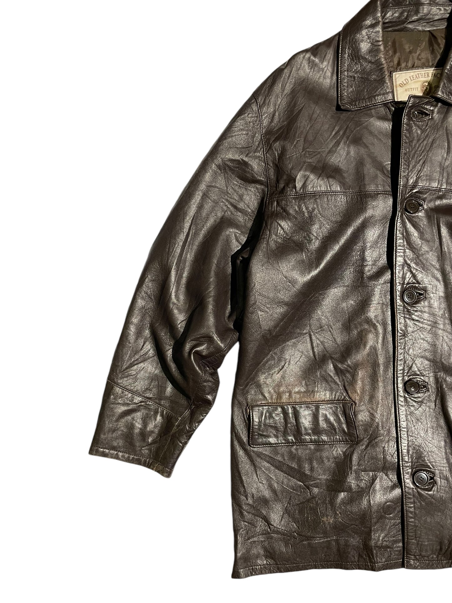 Old leather factory leather coat